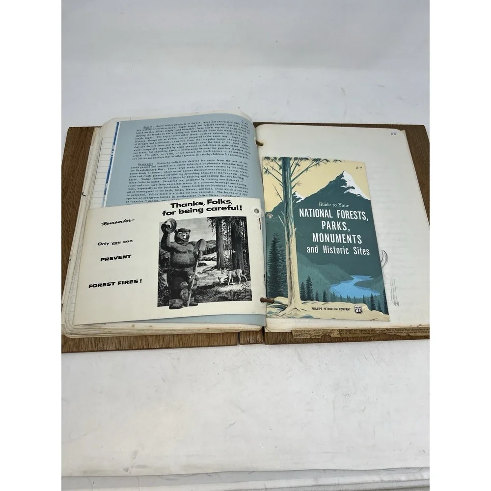 Vintage Hand Carved Wood Journal Oregon Ephemera OOAK Social Studies Project